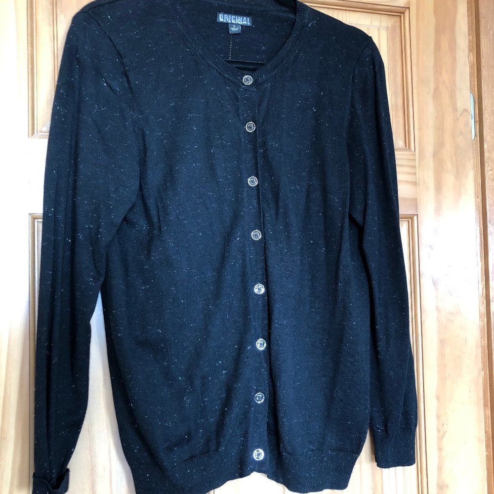 NIcole Miller Black & Silver Cardigan NWOT